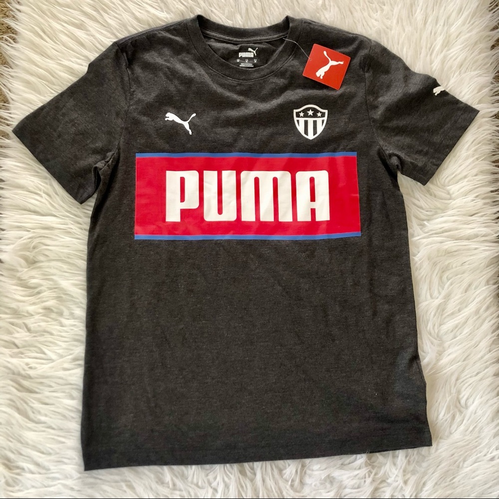 Puma gray logo tee shirt, medium